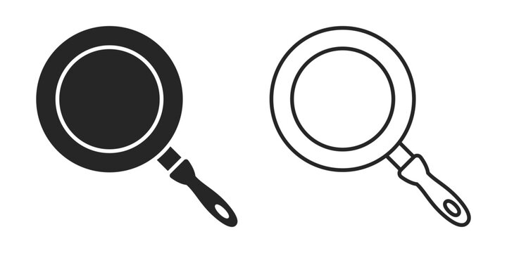 Frying pan icon in flat style. Kitchen equipment vector illustration on isolated background. Kitchenware sign business concept.