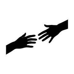 Fototapeta premium Silhouette of two hands reaching out to each other, symbolizing connection and support