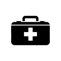 Obraz premium A first aid kit, essential for emergencies. This is a vector image of a black first aid kit with a white cross