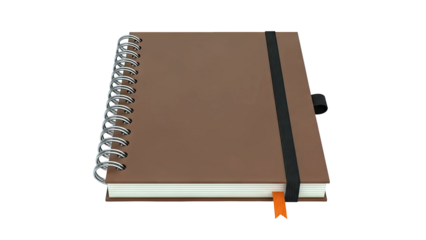 Brown Spiral Notebook with Elastic Closure and Bookmark