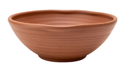 Terracotta bowl isolated PNG on transparent background, rustic earthenware pottery for serving food or decorative purposes, handmade clay bowl