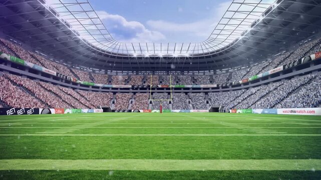 Animation of colourful stadium over sports stadium