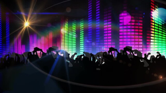 Animation of people dancing over light spots