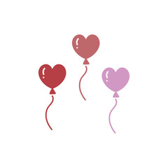 シンプルなハートの風船の素材イラスト【バレンタイン】