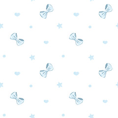 Soft Blue Watercolor Baby Shower Celebration Seamless Pattern