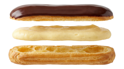Eclair Explosion: Deconstructed French Pastry on White
