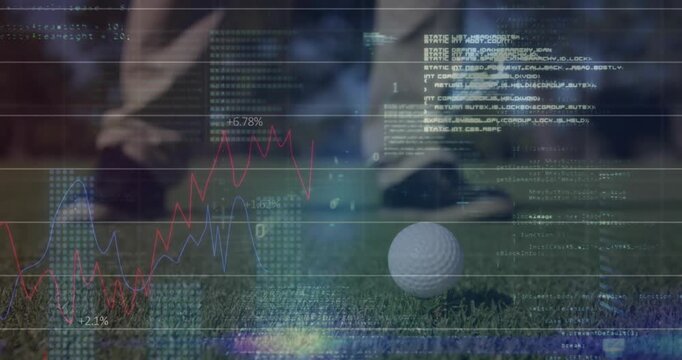 Animation of data processing over golf male player