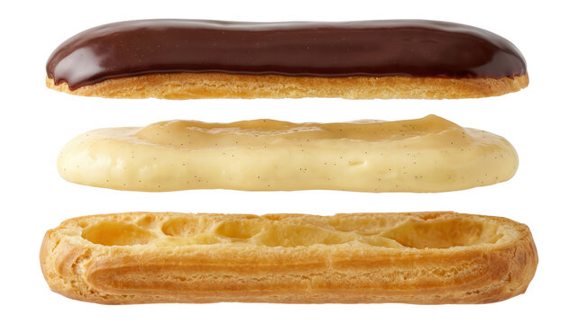 Eclair Explosion: Deconstructed French Pastry on White