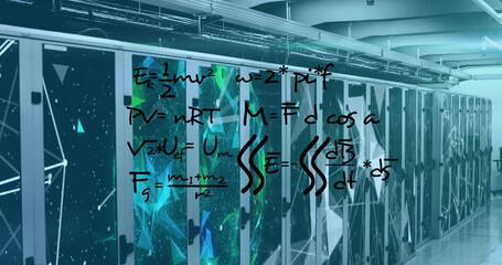 Animation of mathematical equations data processing over computer servers - Powered by Adobe
