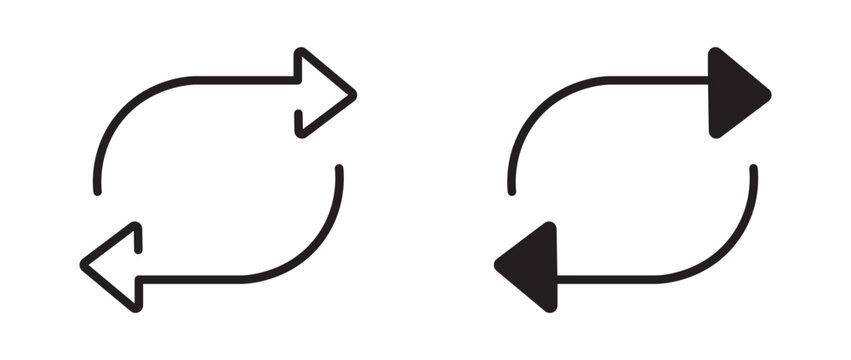 Repeat Icon Set, in Line and Solid Style, UI UX Icon, Vector Illustration.
