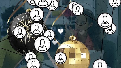 Animation of data processing and christmas decorations over business people in office - Powered by Adobe