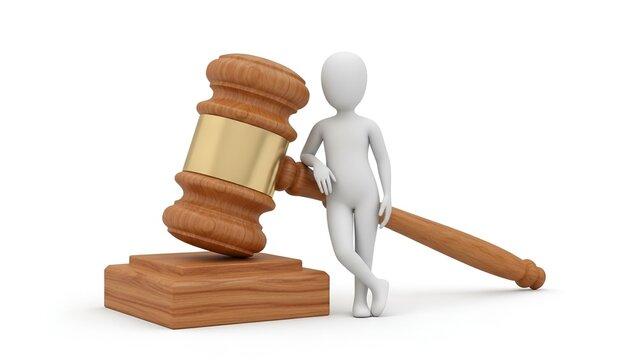 wooden dummy with gavel