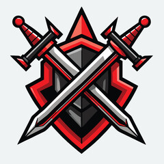 design logo vector illustration mascot icon crossed battle swords