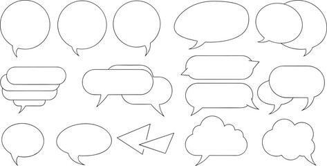Fototapeta premium Outline Speech Bubble Icons Set with Chat, Message, Comment, and Thought Shapes for Communication Design Vector Illustration