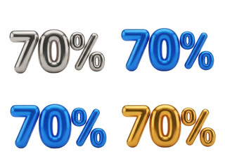 Seventy percent discount sign collection isolated on transparent background