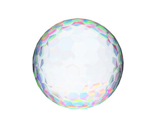 Geometric glass sphere reflecting multicolored light refractions