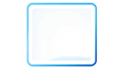 Glowing digital square frame with blue outline and faint stylized mountain, against a black backdrop