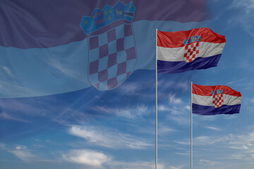 Card for Independence day National flags of Croatia waving in sky