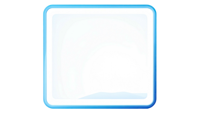 Glowing digital square frame with blue outline and faint stylized mountain, against a black backdrop - Powered by Adobe