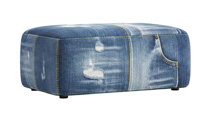 Naklejka premium Denim Upholstered Rectangular Ottoman