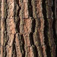 The rugged texture of ancient tree bark, revealing intricate patterns, deep fissures, and patches