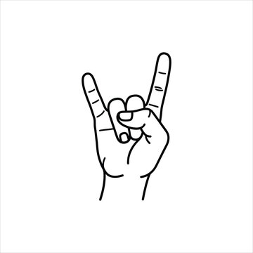 hand gesture with two fingers up in rock on sign