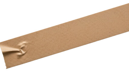 Blank mocha brown tape strip mockup kraft paper texture diagonal layout rough surface isolated on white background