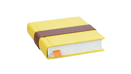 Yellow book with brown band and orange bookmark