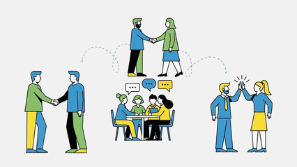 Professional people interacting 34a817a0 business handshake concept illustration of teamwork and collaboration in a modern office environment