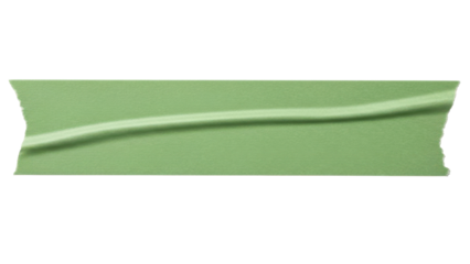 Blank muted green tape strip mockup masking texture horizontal layout slight wrinkle isolated on white background