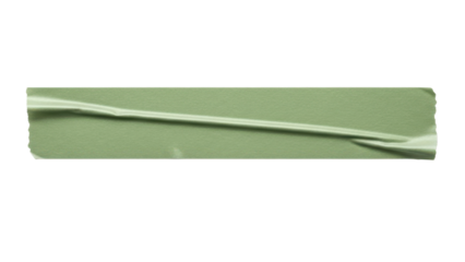 Blank muted green tape strip mockup masking texture horizontal layout slight wrinkle isolated on white background