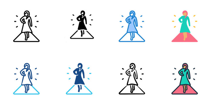 Fashion Runway icons set multiple style collection. Editable stroke 
