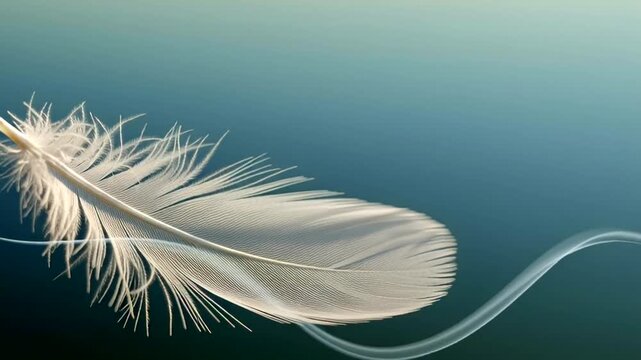 White Feather Floating on Water Surface.