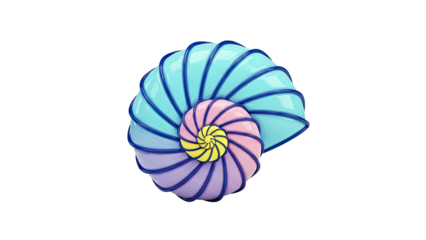 Abstract Nautilus Shell Sculpture with Pastel Colors
