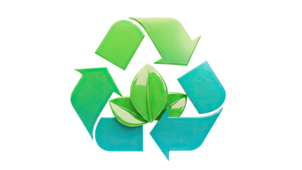Recycle Symbol with Green Leaves