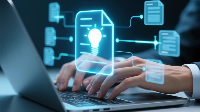 Knowledge sharing and management. Discussion forums for project management within team collaboration platform. Businessman using laptop computer for messaging team