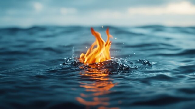 Surreal vision of fire burning underwater.
