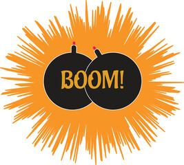 Comic Boom Explosion Effect Vector Illustration. Comic style explosion effect with boom text. Cartoon burst shape suitable for comics, stickers, sound effect illustration, pop art design, game assets,