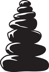 A stack of smooth black stones on white background