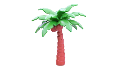 Stylized 3D Palm Tree with Coconuts