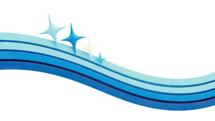 Wavy Blue Stripes with Sparkling Stars