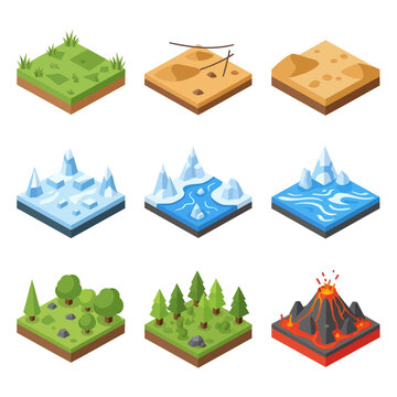 Isometric Landscapes and Geological Formations.