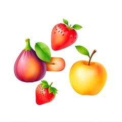 3D watercolor fruits