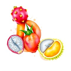 3D watercolor fruits