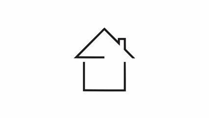 Simple Outline Drawing of a House on White Background.