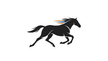 Obraz premium Silhouette of a running horse with colorful mane.