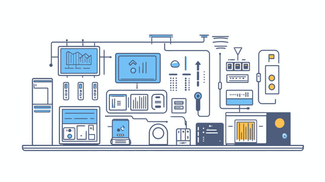 Complex Computer System Diagram Illustration.
