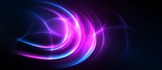 Obraz premium Abstract flowing lines, vibrant pinks, blues against dark background. Dynamic energy, modern design, elegant curves present.