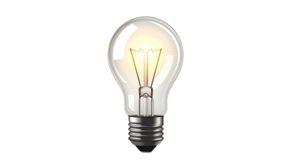 Illuminated lightbulb illustration against black background, showcasing glowing filament
