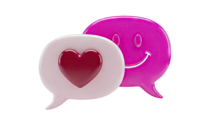 Love Heart and Happy Face Chat Bubbles